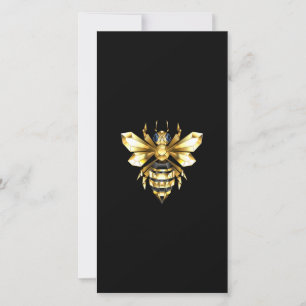Faux Gold Foil Logo Bee Polygonal on Black Save The Date