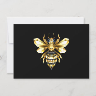 Faux Gold Foil Logo Bee Polygonal on Black Thank You Card