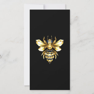 Faux Gold Foil Logo Bee Polygonal on Black Thank You Card