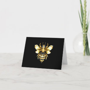 Faux Gold Foil Logo Bee Polygonal on Black Thank You Card
