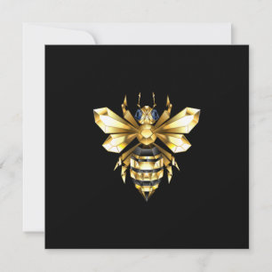 Faux Gold Foil Logo Bee Polygonal on Black Thank You Card