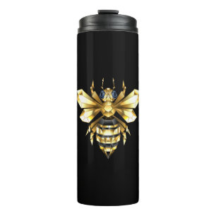 Faux Gold Foil Logo Bee Polygonal on Black Thermal Tumbler