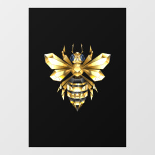 Faux Gold Foil Logo Bee Polygonal on Black Window Cling