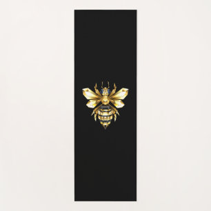 Faux Gold Foil Logo Bee Polygonal on Black Yoga Mat