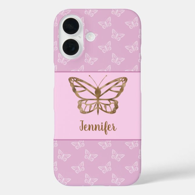 Faux Gold Foil Look Butterfly On Lavender Purple Case-Mate iPhone Case (Back)