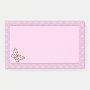 Faux Gold Foil Look Butterfly On Lavender Purple Post-it Notes