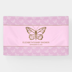 Faux Gold Foil Look Butterfly - Purple Baby Shower Banner
