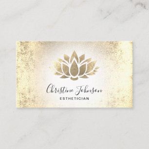 faux gold foil lotus   beauty professional business card