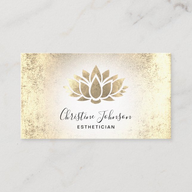faux gold foil lotus | beauty professional business card (Front)