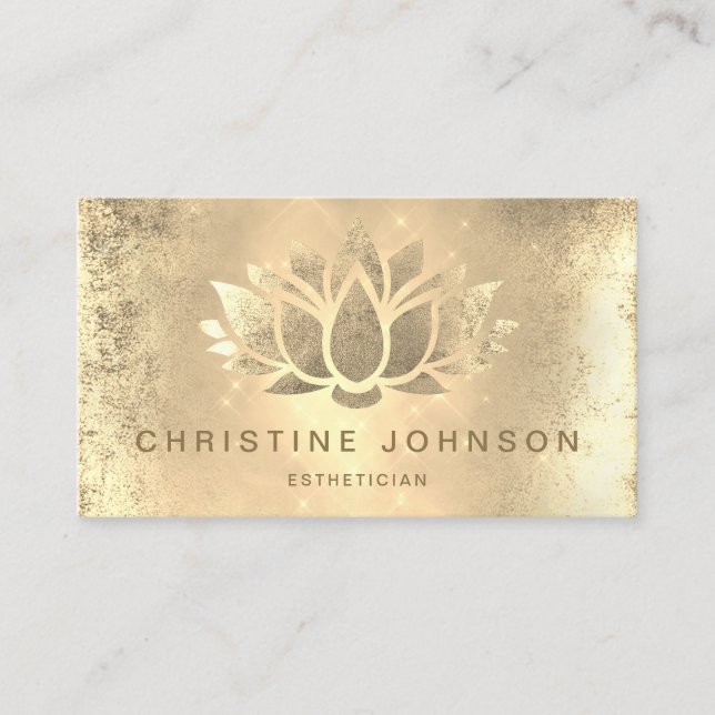 faux gold foil lotus business card (Front)