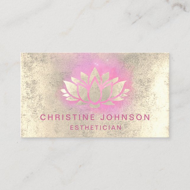 faux gold foil lotus design business card (Front)