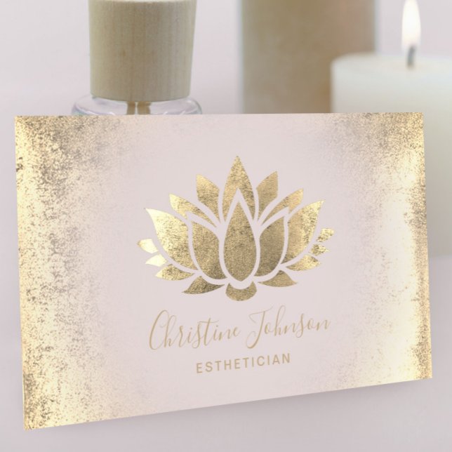 faux gold foil lotus esthetician business card (Creator Uploaded)