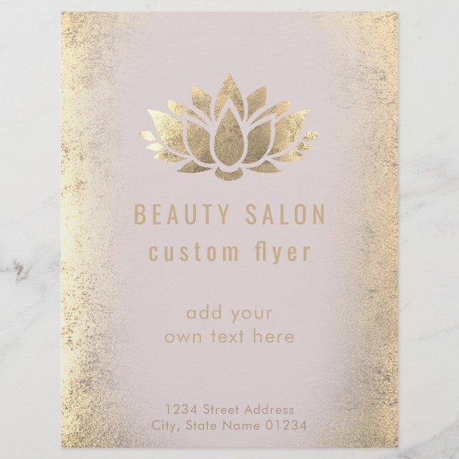 •FAUX gold foil lotus flower beauty salon Flyer (Front)