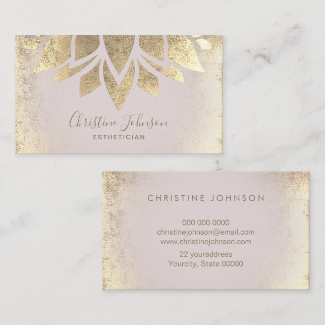 faux gold foil lotus flower business card (Front/Back)