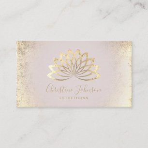 faux gold foil lotus logo aesthetician business card