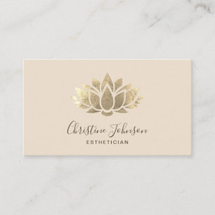faux gold foil lotus logo on ivory business card