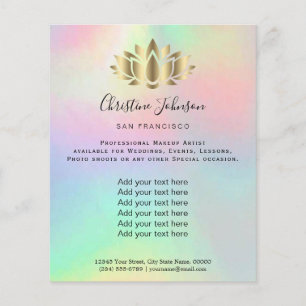 faux gold foil lotus logo on pastel colours flyer