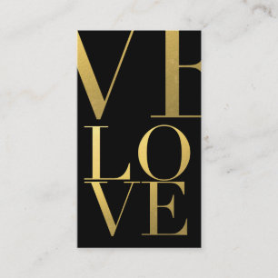Faux Gold Foil Love Black Business Card
