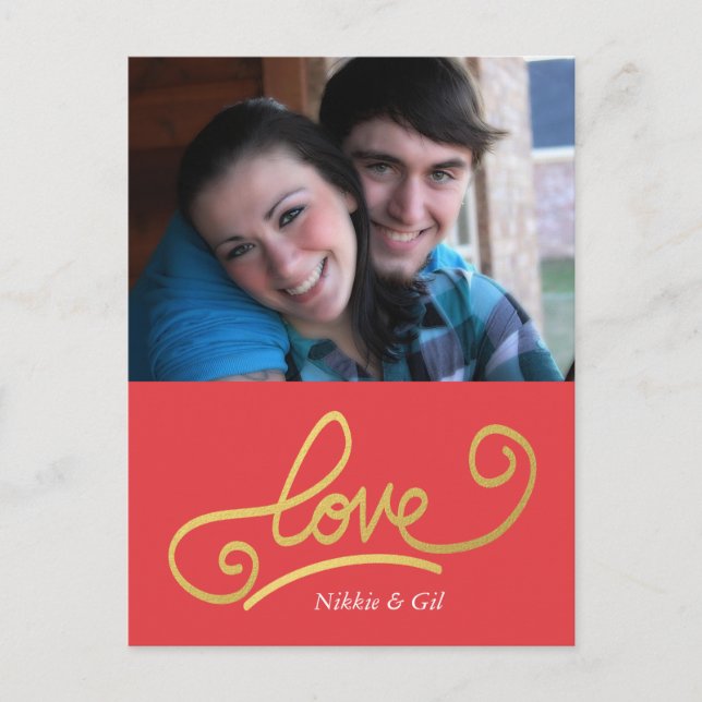 faux gold foil love postcard (Front)