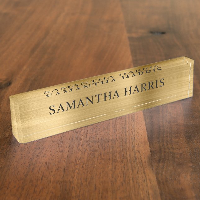Faux Gold Foil Luxury Nameplate (Side)