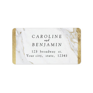 Faux gold foil marble luxury modern address label