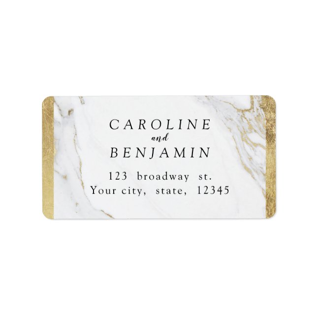 Faux gold foil marble luxury modern address label (Front)