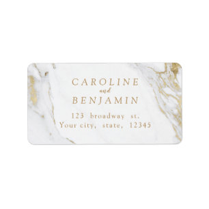 Faux gold foil marble luxury modern address label