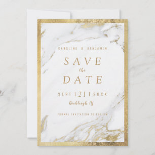 Faux gold foil marble luxury modern save the date