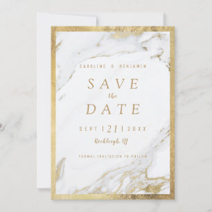 Faux gold foil marble luxury modern save the date