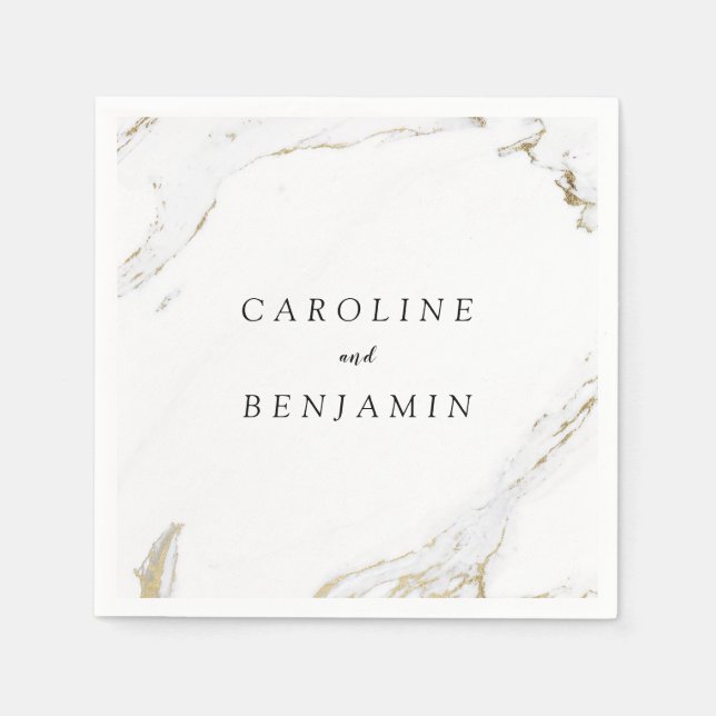 Faux gold foil marble luxury modern wedding napkin (Front)