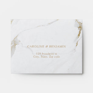 Faux gold foil marble luxury modern wedding RSVP Envelope