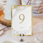 Faux gold foil marble modern wedding table number<br><div class="desc">Gorgeous marbled background design with faux gold foil bold border and details,  elegant modern simple design,  stylish and chic,  great table cards for modern wedding,  luxury wedding and winter wedding.
See all the matching pieces in collection below.</div>