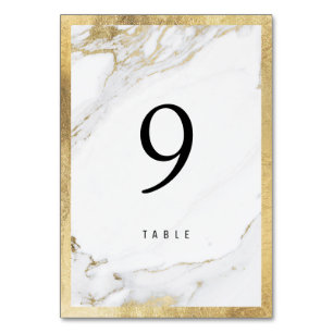 Faux gold foil marble modern wedding table number