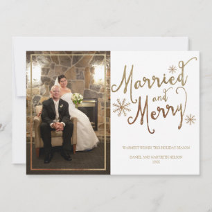 Faux Gold Foil MARRIED AND MERRY   2015 Holiday Card
