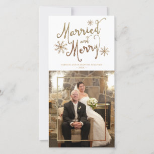 Faux Gold Foil MARRIED AND MERRY   2015 Holiday Card