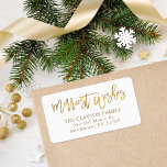 Faux Gold Foil Merriest Wishes Return Address Label<br><div class="desc">Custom printed return address labels to coordinate with our Merriest holiday collection. This elegant design features hand-lettered script Merriest Wishes typography in faux gold foil. Personalise it with your name and return address or other custom text. Use the design tools to change the text fonts and colours or upload your...</div>