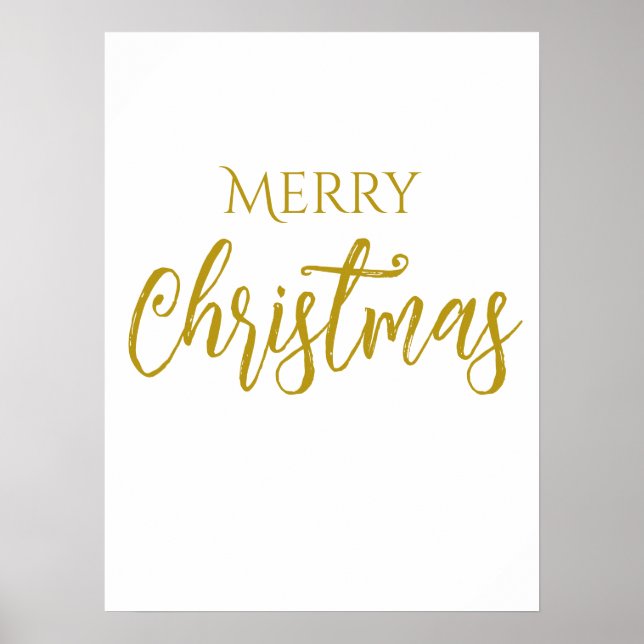 Faux-Gold Foil Merry Christmas Chic  Poster (Front)