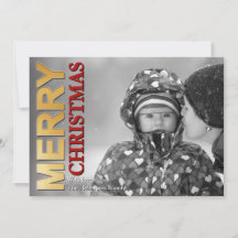 Faux Gold Foil Merry Christmas Photo Card
