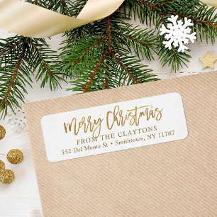 Faux Gold Foil Merry Christmas Return Address
