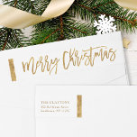Faux Gold Foil Merry Christmas Return Address Wrap Around Label<br><div class="desc">Custom printed wraparound return address labels to coordinate with our Merriest holiday collection. This elegant design features hand-lettered script Merry Christmas typography with faux gold foil accents. Personalise it with your name and return address or other custom text. Use the design tools to choose any background colour, change the text...</div>