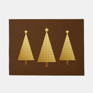 Faux Gold Foil Modern Christmas Tree Doormat