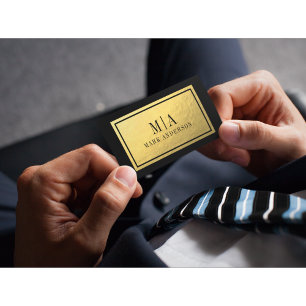 Faux Gold Foil Monogram Business Card