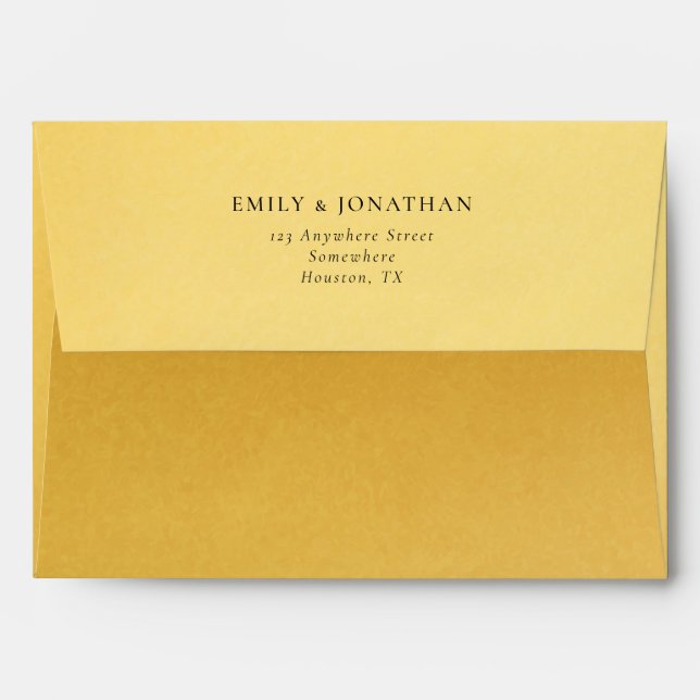 Faux Gold Foil Name Return Address Wedding Envelope (Back (Top Flap))