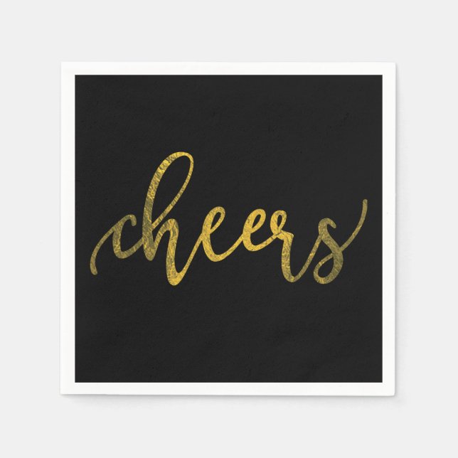 Faux Gold Foil New Year Party - Cheers Napkin (Front)