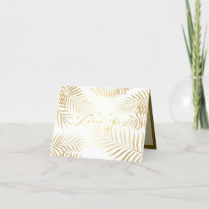Faux Gold Foil Palm Leaves Tropical Wedding Thank You Card
