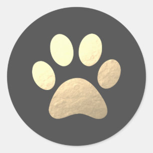 Faux Gold Foil Paw Print Classic Round Sticker