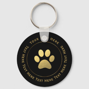 Faux Gold Foil Paw Print Keychain