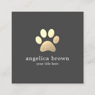 Faux Gold Foil Paw Print Square Business Card