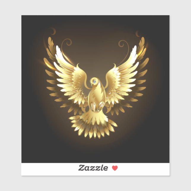 Faux Gold Foil Peace Dove on Black (Sheet)