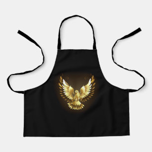 Faux Gold Foil Peace Dove on Black Apron